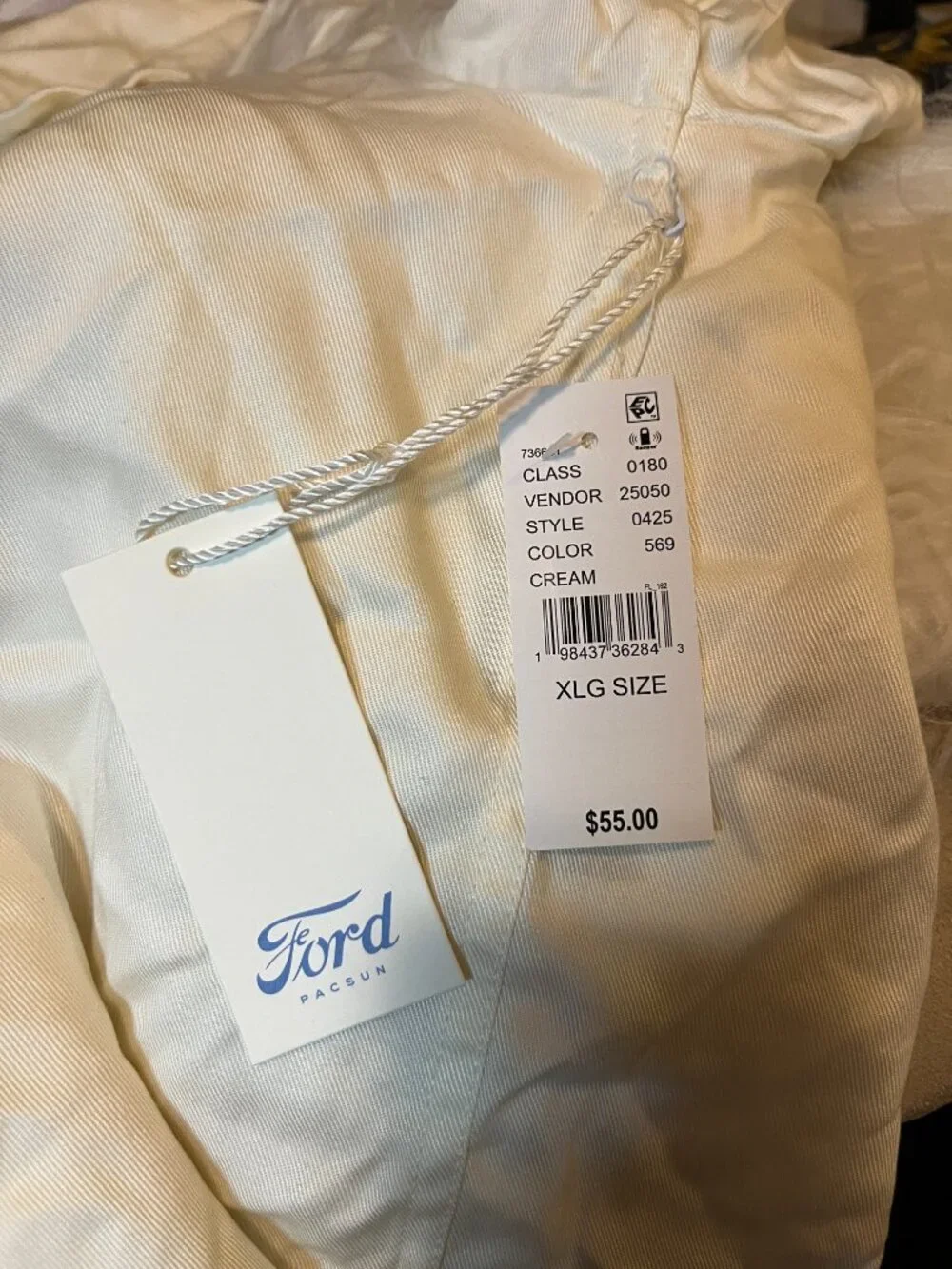 Ford PacSun Cream Button Down Shirt Size XL NWT